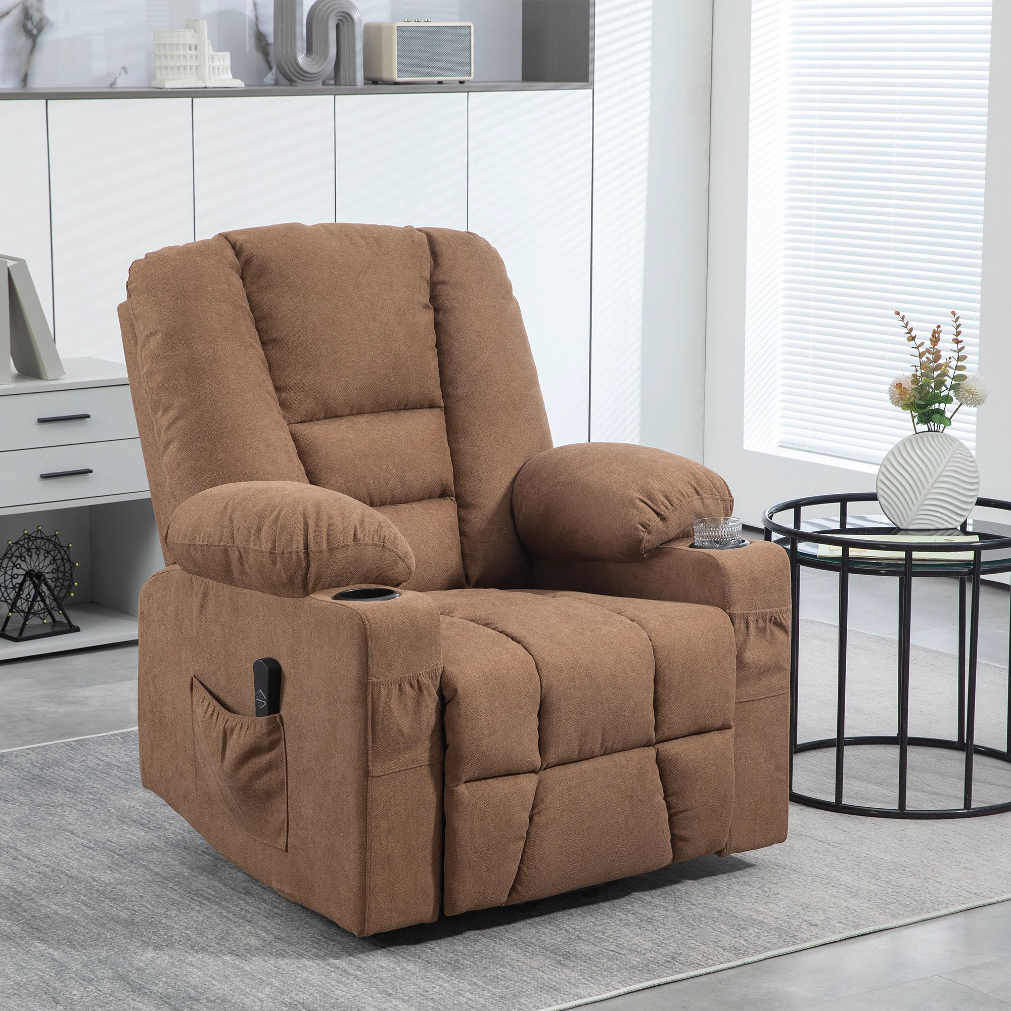 HOMCOM HOMCOM Riser and Recliner Chair w/ Remote, Lift Chair for Elderly, Light Grey - Recliner