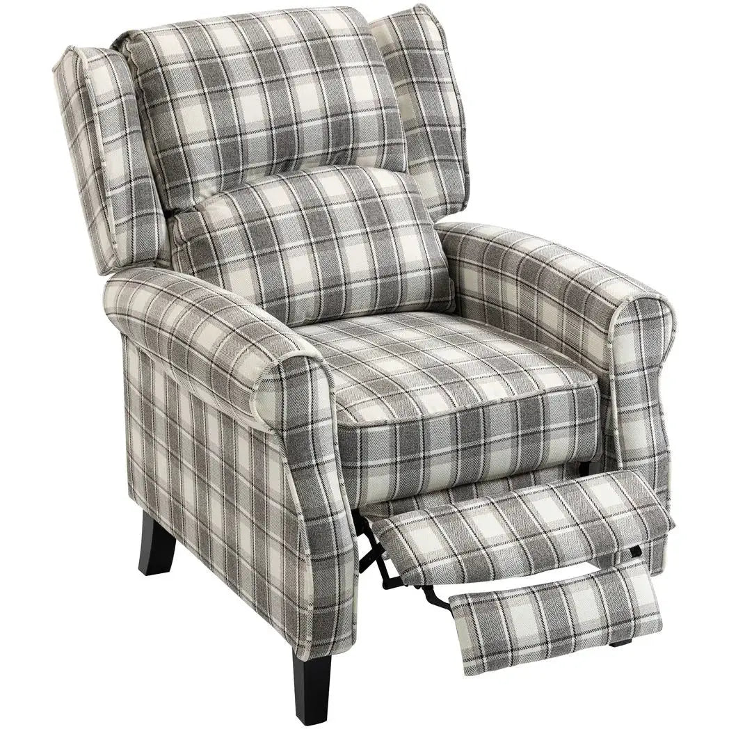 HOMCOM 160° Reclining Armchair, with Footrest - Grey and White - from HOMCOM