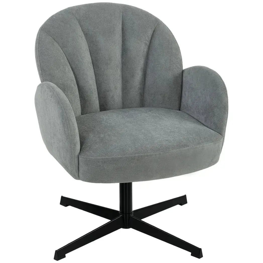 HOMCOM Swivel Accent Chair, Shell-Shaped Armchair with Spring Cushion, Metal Base, Grey - from HOMCOM