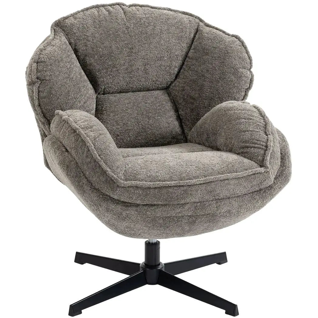 HOMCOM Modern Wingback Accent Chair, Velvet Armchair with Four-Star Base, S-Springs, Swivel, Grey - from HOMCOM