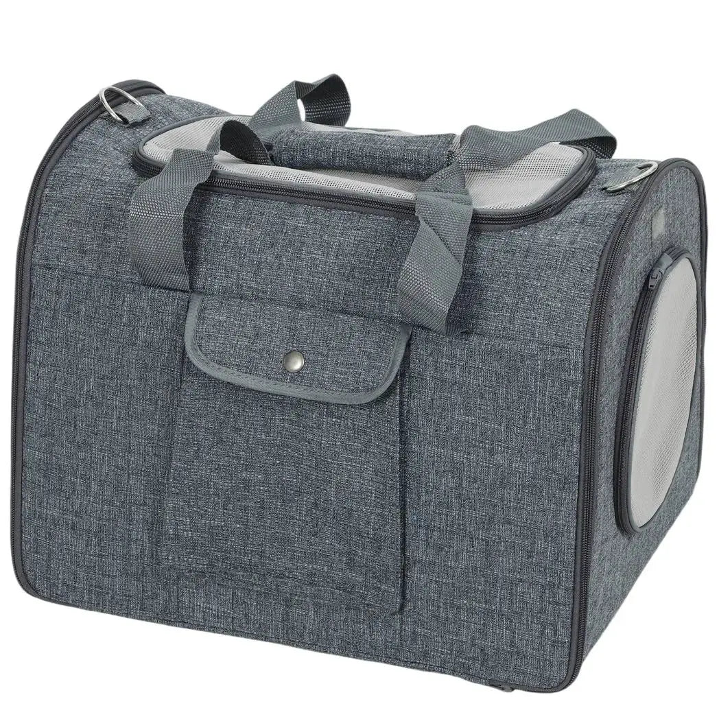 PawHut Soft Sided Cat Carrier Bag, Portable Foldable Pet Carrier with Shoulder Strap & Removable Mat for Small Pet Up to 10kg - from PawHut
