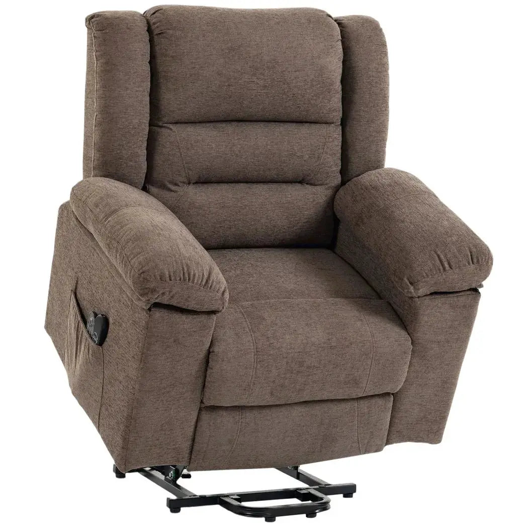 HOMCOM Oversized Riser Recliner Chair with Massage and Heat, Power Lift Recliner for Elderly with Wide Seat and Back, Brown - from HOMCOM