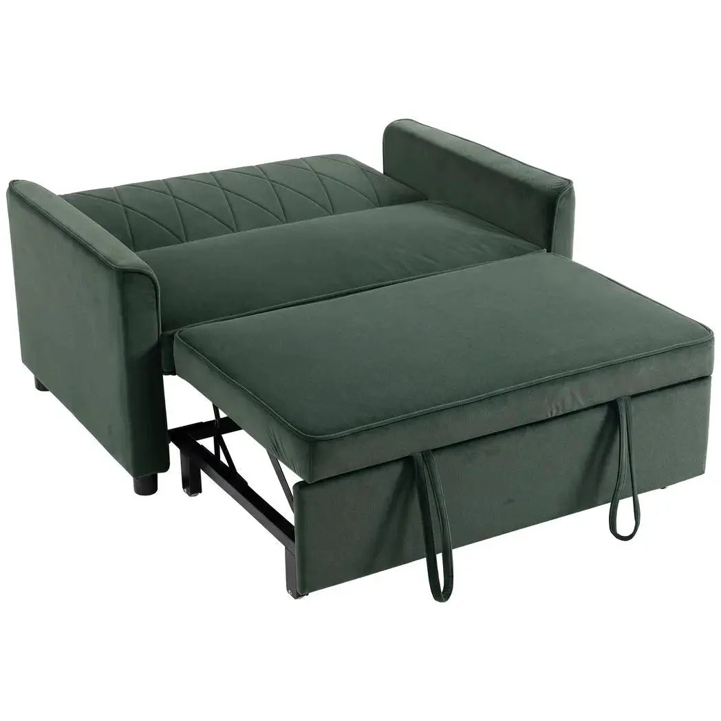 HOMCOM 2 Seater Sofa Bed, 3-in-1 Convertible Pull Out Sleeper Sofa with Click-Clack Adjustable Backrest, Dark Green - from HOMCOM
