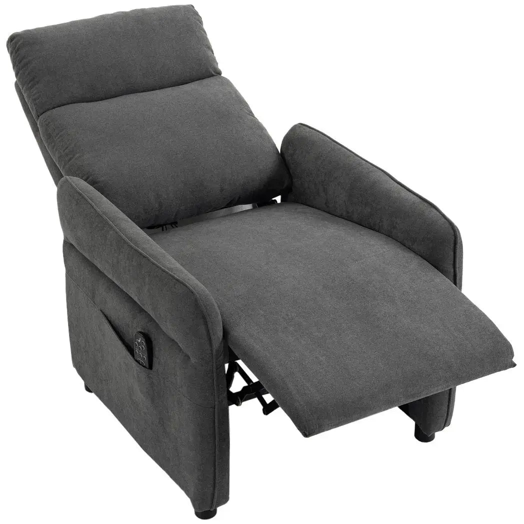 HOMCOM Recliner Armchair, Push Back Recliner Chair with Massage & Heat, Adjustable Armrests, Dual Side Pockets, Dark Grey - from HOMCOM