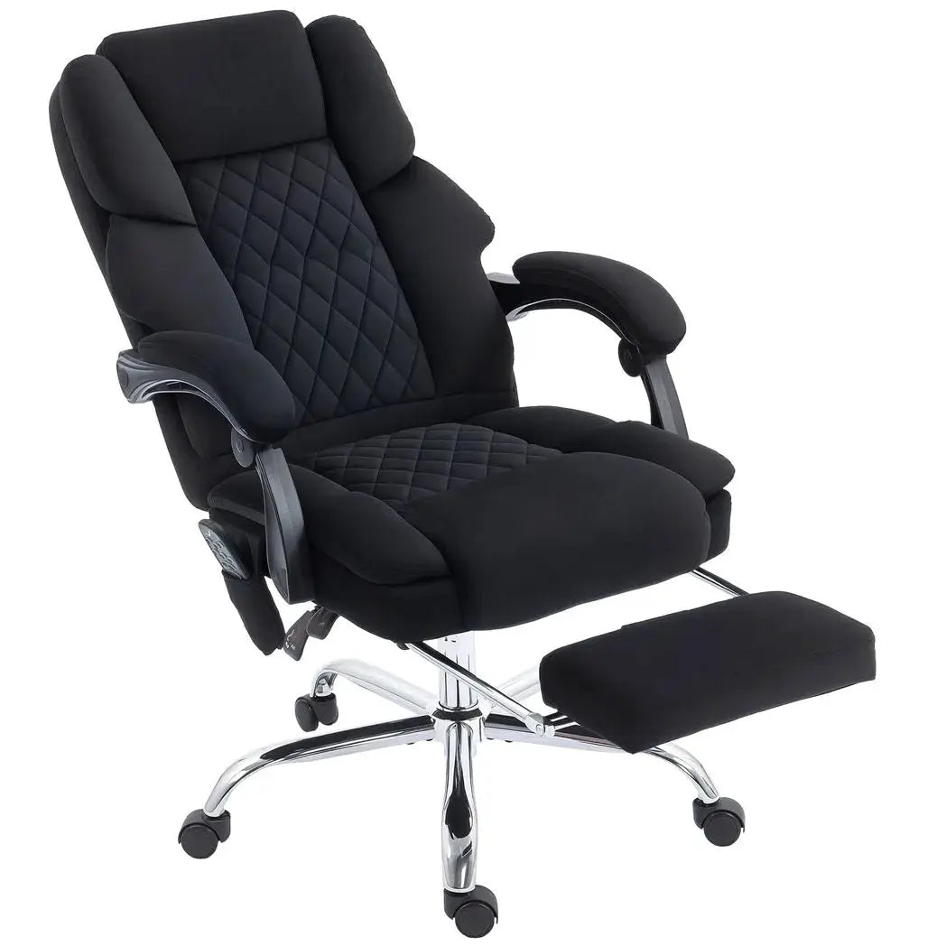 HOMCOM Office Chair with 6-point Vibration Massage and Heat, Fabric Desk Chair with Footrest, High Back, Black - from HOMCOM