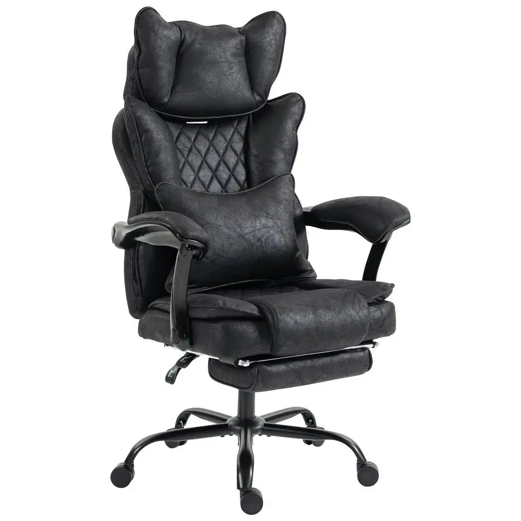 HOMCOM Executive Office Chair, Leathaire Big and Tall Office Chair 180 kg with Wide Seat, Reclining, Lumbar Support, Black - from HOMCOM
