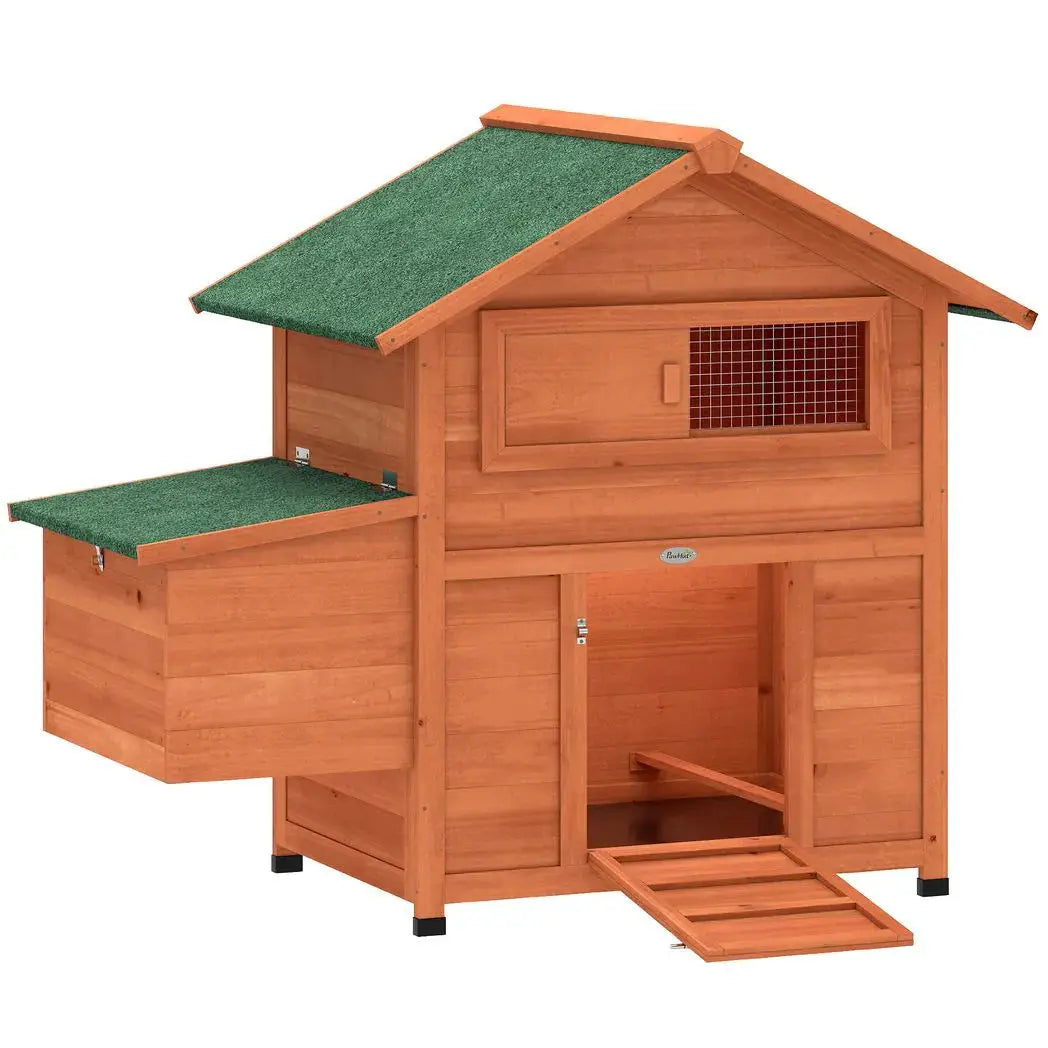 PawHut Chicken Coop, Wooden Hen House with Nesting Box, Pull-Out Tray, Sliding Window, Waterproof Roof, Perches and Ramp - from PawHut