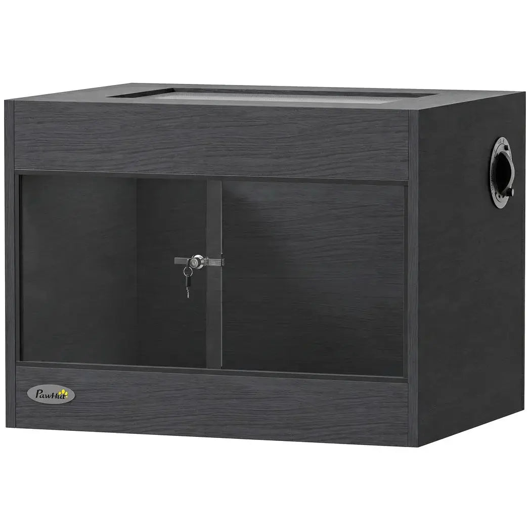 PawHut Reptile Terrarium, Reptile Vivarium with Glass Doors, Secure Lock, Top Ventilation for Snake, Gecko, 60x45x45cm, Black - from PawHut