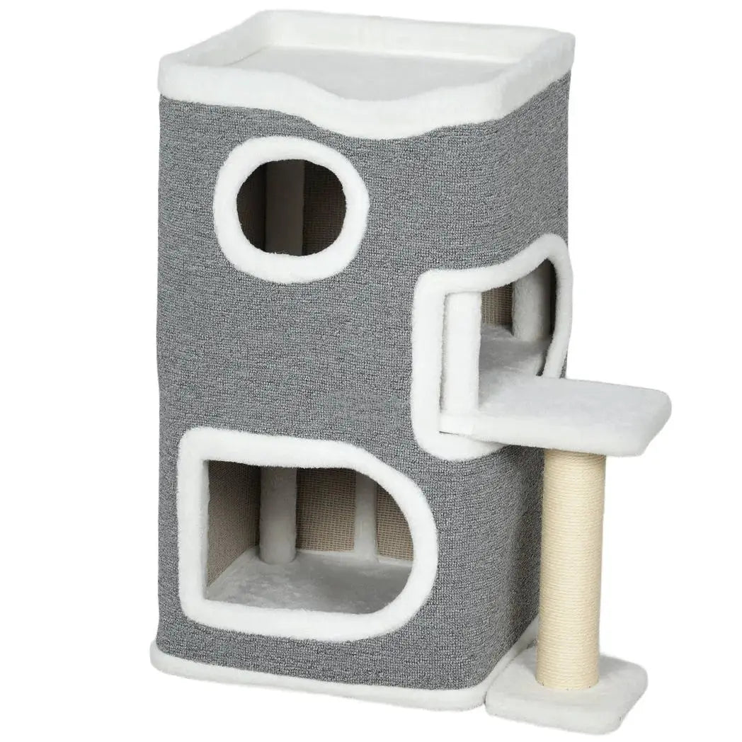PawHut 75 cm Cat Tree, Cat Tower Condo for Indoor Cats with Scratching Post, Jumping Platform, Grey - from PawHut