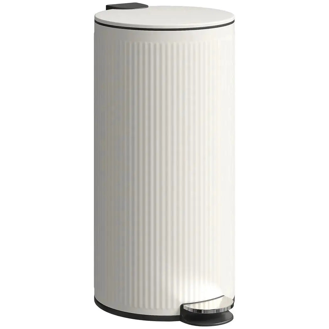 HOMCOM Kitchen Bin, 30 Litre Pedal Rubbish Bin with Removable Bucket, Cream - from HOMCOM
