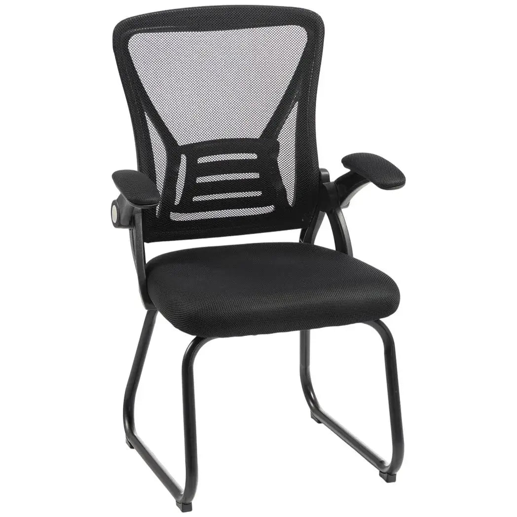HOMCOM Office Chair, Ergonomic Desk Chair No Wheels with Mesh Backrest and Steel Legs for Home Conference Room, Black - from HOMCOM