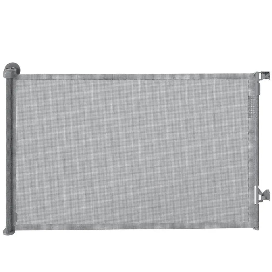 PawHut Retractable Dog Gate, Extends to 140 cm Wide & 93 cm Tall, Mesh Pet Gate with Single Hand Operation, for Stairs Doorways - from PawHut