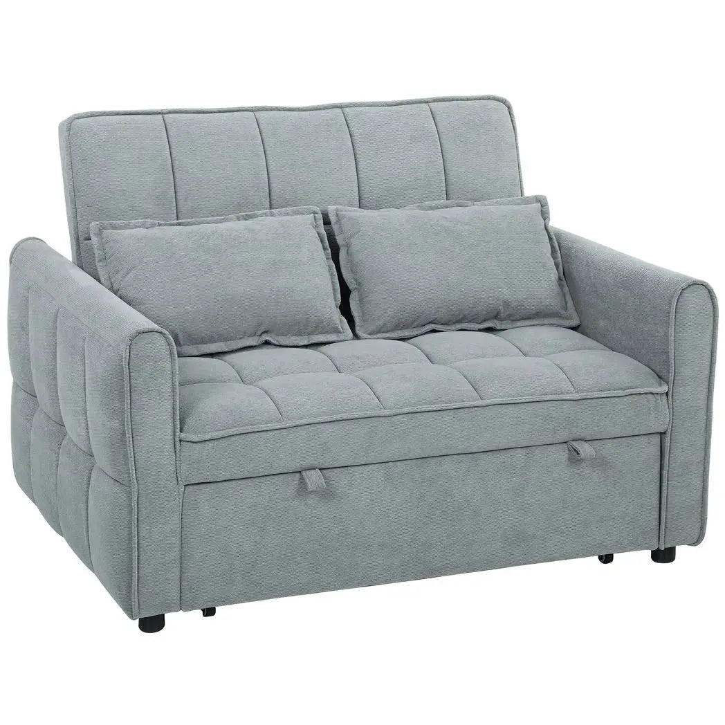 HOMCOM 2 Seater Sofa Bed, 3-in-1 Convertible Sleeper Sofa with Click-clack Adjustable Backrest and 2 Pillows, Grey - from HOMCOM