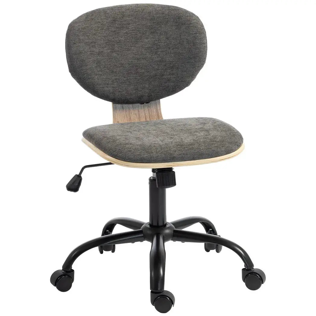 HOMCOM Home Office Desk Chair Rocking Function Ergonomic Swivel Chair with PU Wheels, Grey - from HOMCOM