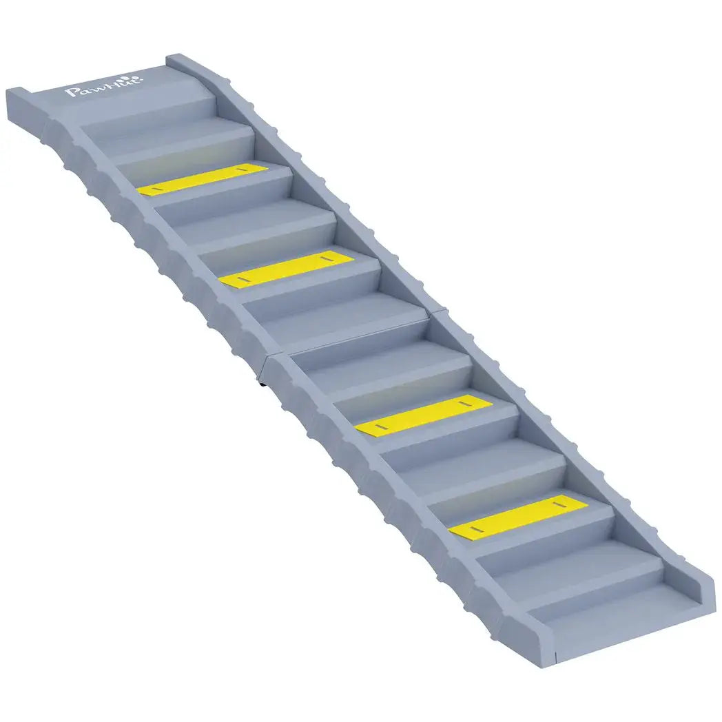 PawHut Dog Car Ramp with Anti-Slip Steps, 10-Steps Pet Stairs for Pets to Access Cars and High Beds, Grey - from PawHut