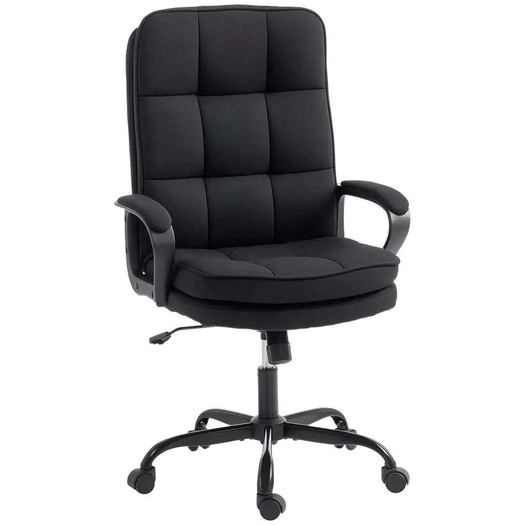 HOMCOM Double Padded Linen-Look Office Chair - Black - from HOMCOM