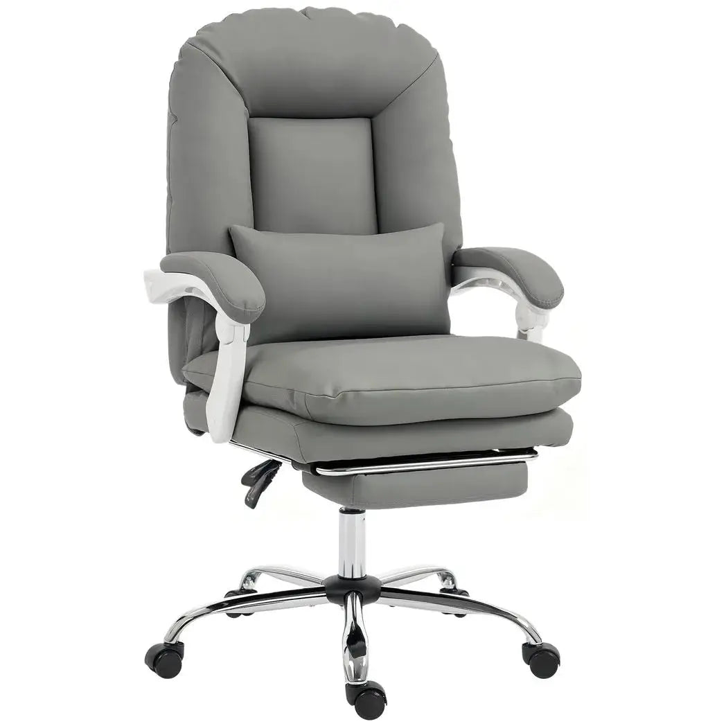 HOMCOM Ergonomic Executive Office Chair, Reclining Desk Chair with Lumbar Support, Footrest, Plush Thick Cushion, Grey - from HOMCOM