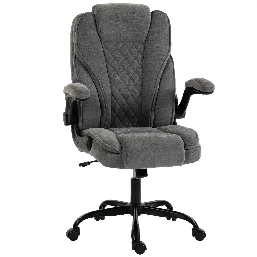 HOMCOM Office Chair, Ergonomic Desk Chair with Flip-up Armrest, Pocket Springs, Swivel Wheels, Adjustable Height, Grey - from HOMCOM