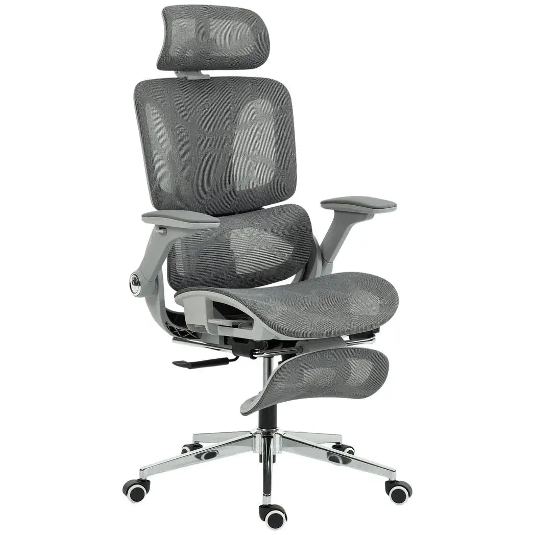 HOMCOM Ergonomic Office Chair, High Back Mesh Desk Chair, Grey - from HOMCOM