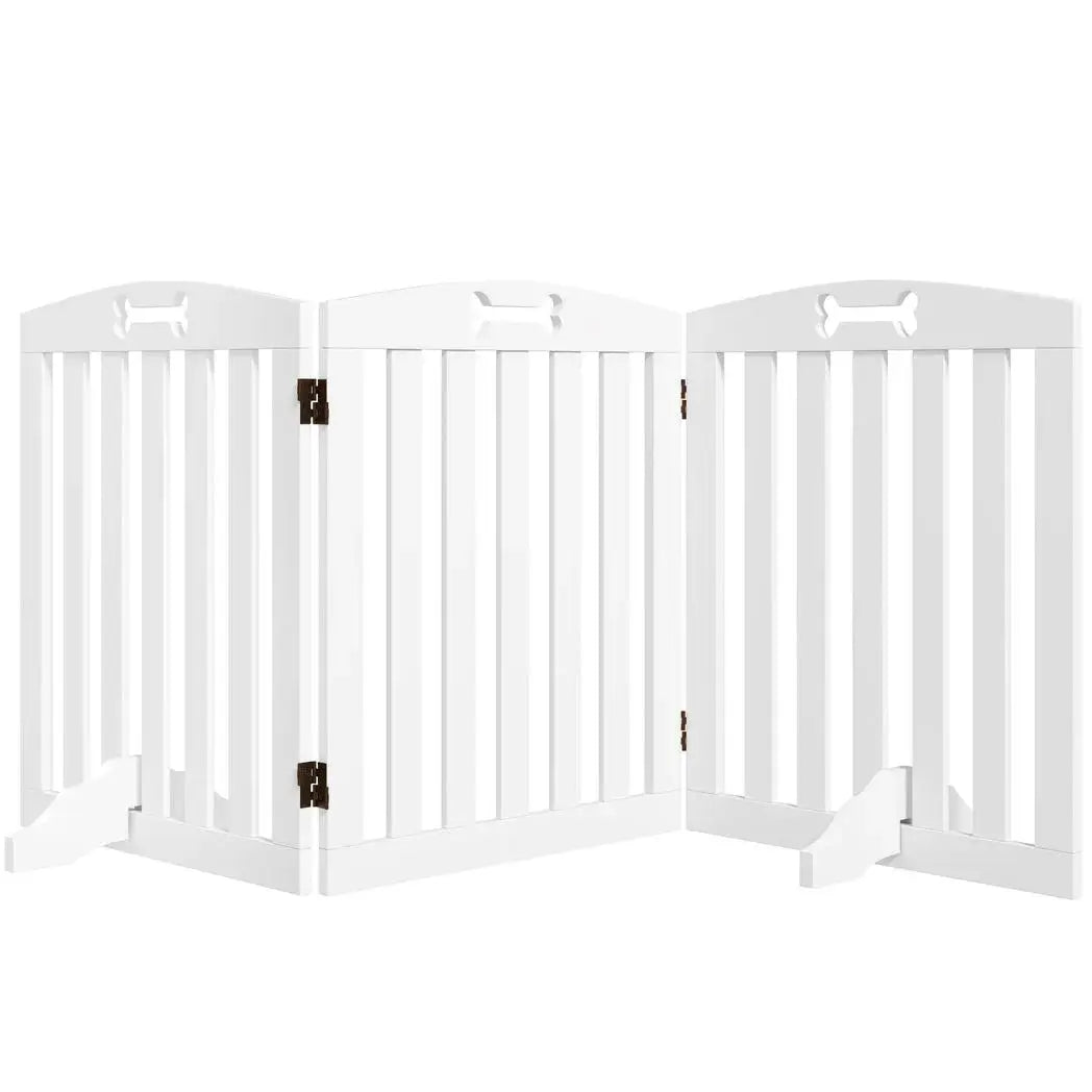 PawHut Wooden Dog Gate, Freestanding Pet Gate with Support Feet for Doorways, Hallways, Stairs, 155L x 61H cm, White - from PawHut