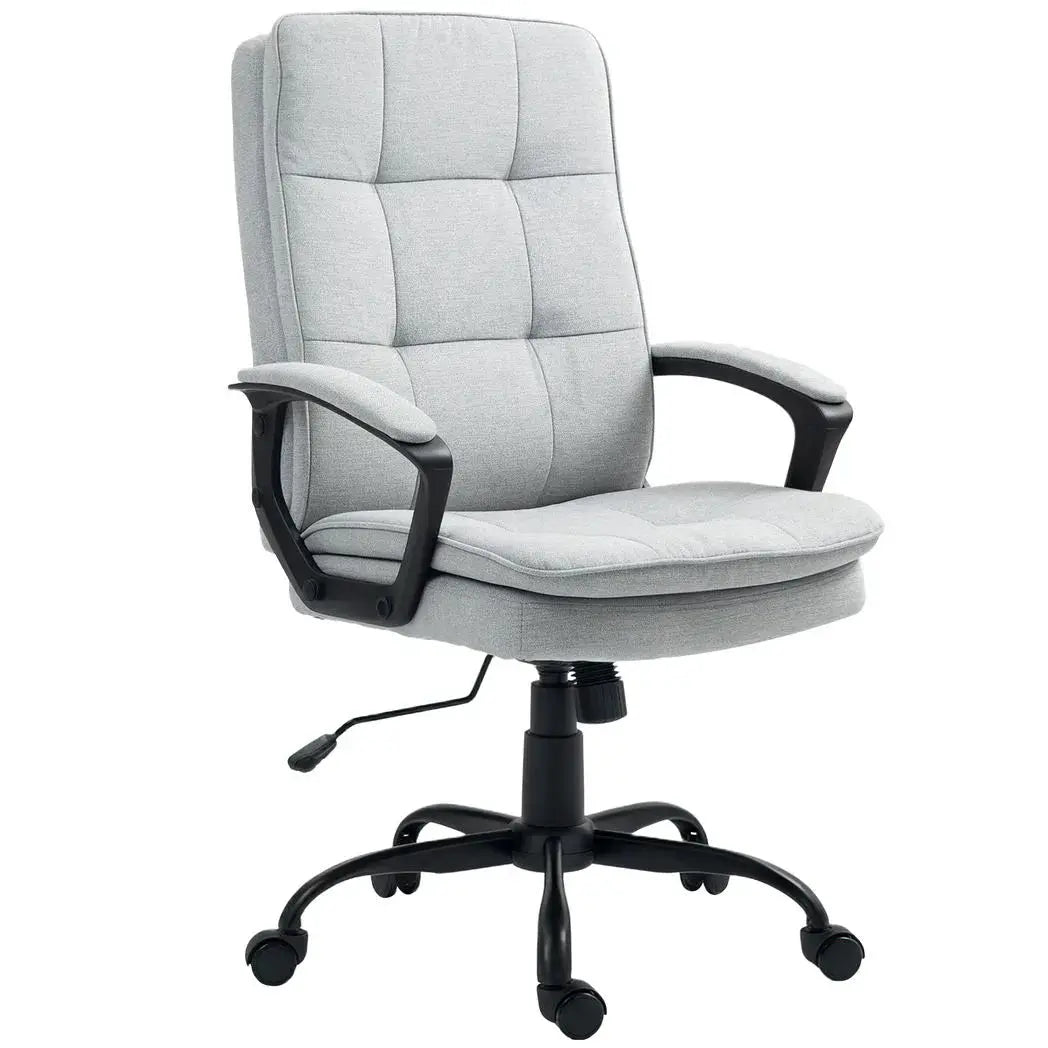 HOMCOM Linen-Look Double-Padded Office Chair - Grey - from HOMCOM