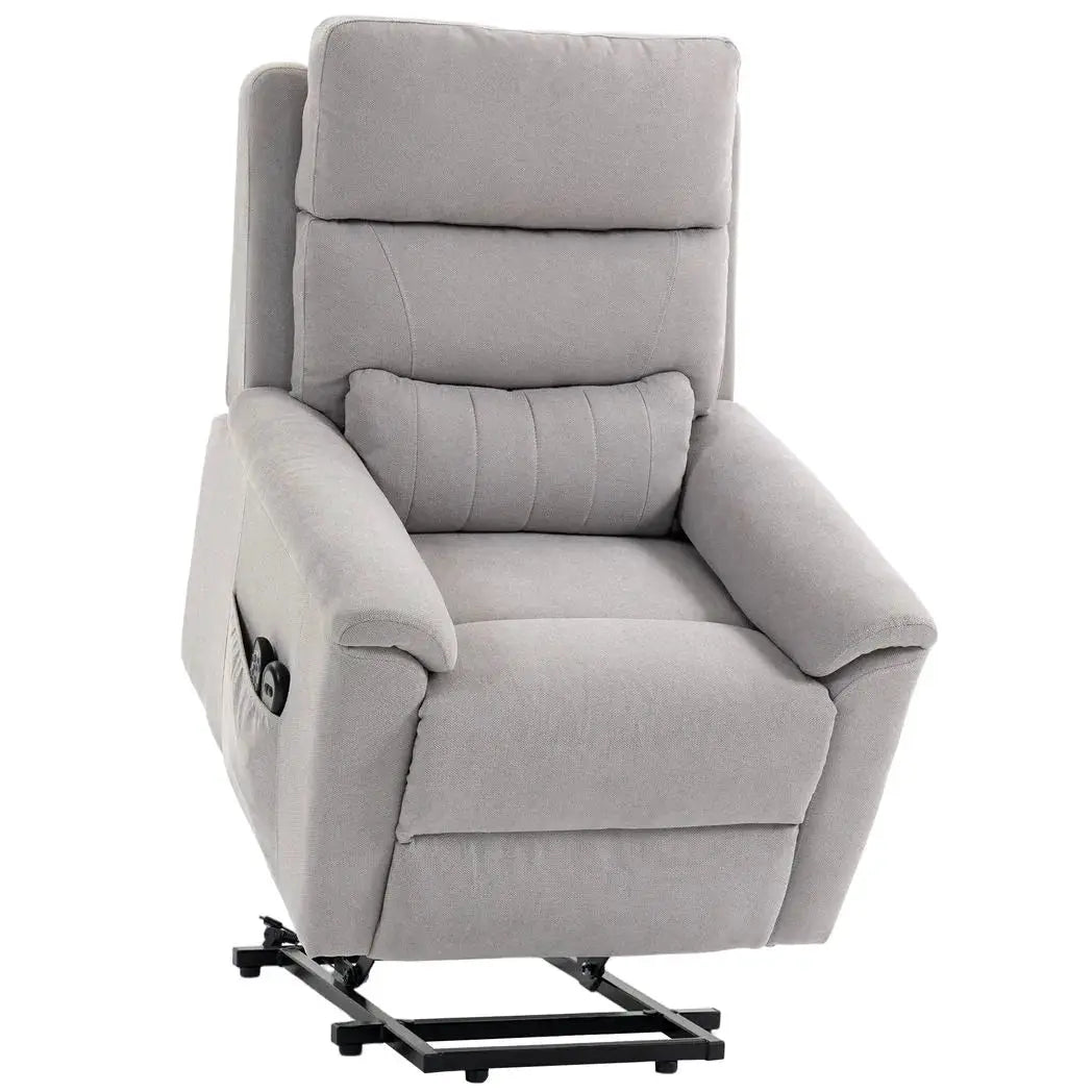 HOMCOM Power lift recliner chair with Massage and Heat, Terry Cloth Electric Lift Chair with Spring Cushion, Light Grey - from HOMCOM