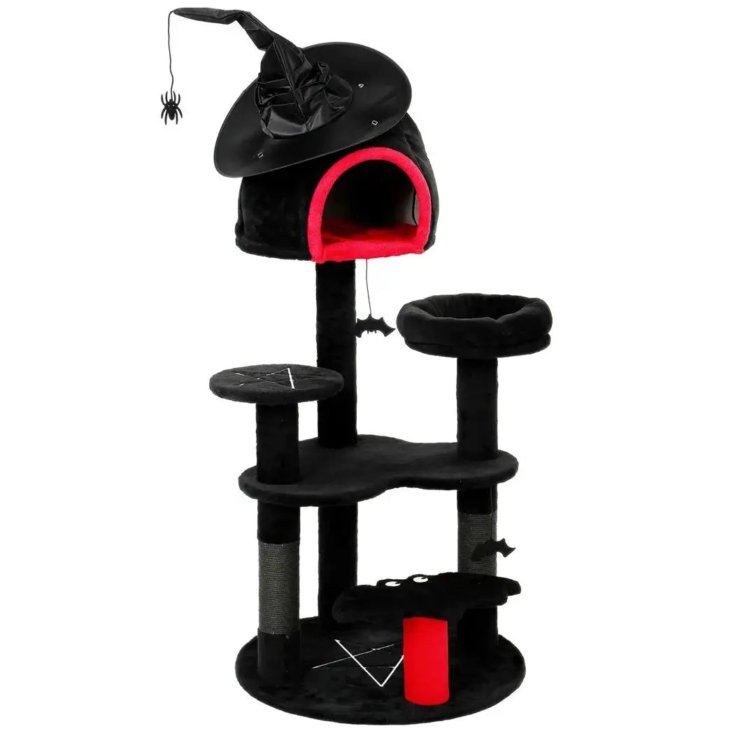 PawHut Gothic Cat Tree, 155cm Cat Tower for Indoor Kittens, Multi-Level Stable Kitten Activity Centre, Black, Halloween - from PawHut