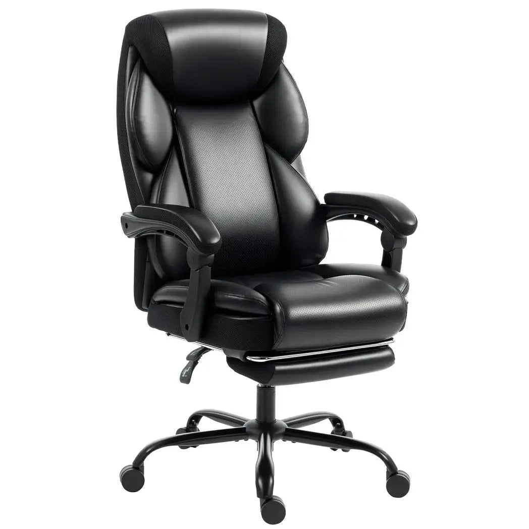 HOMCOM Adjustable Office Chair Reclining Computer Desk Chair with Footrest, Armrest, Casters, Black - from HOMCOM