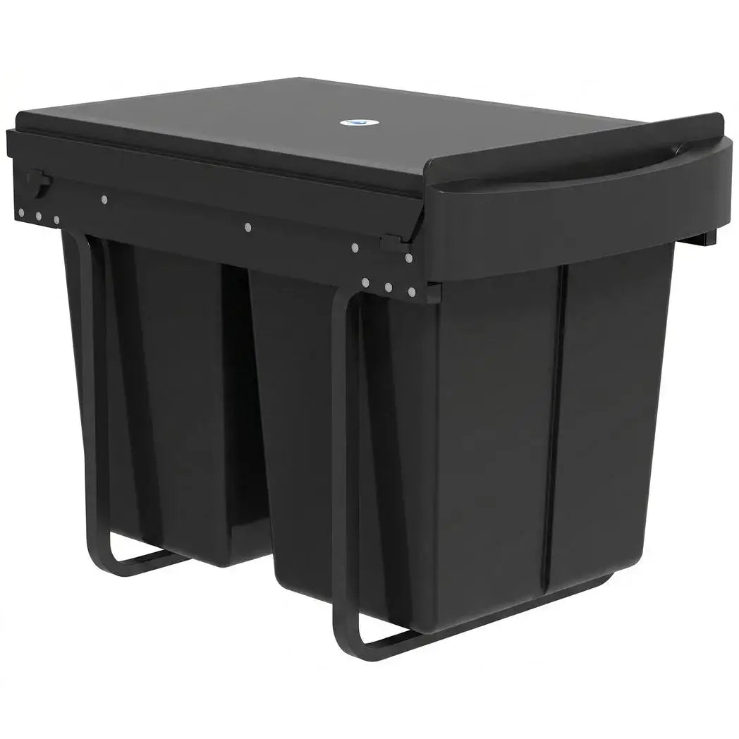HOMCOM Pull Out Bin, Kitchen Under Sink Bin with 2 Removable Compartments, Smooth Glide, Black - from HOMCOM