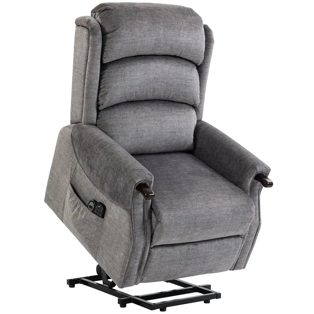 HOMCOM Power Lift Recliner with Vibration Massage and Heat, Lift Chair for Tall with Wood Grip, Pocket Spring, Light Grey - from HOMCOM