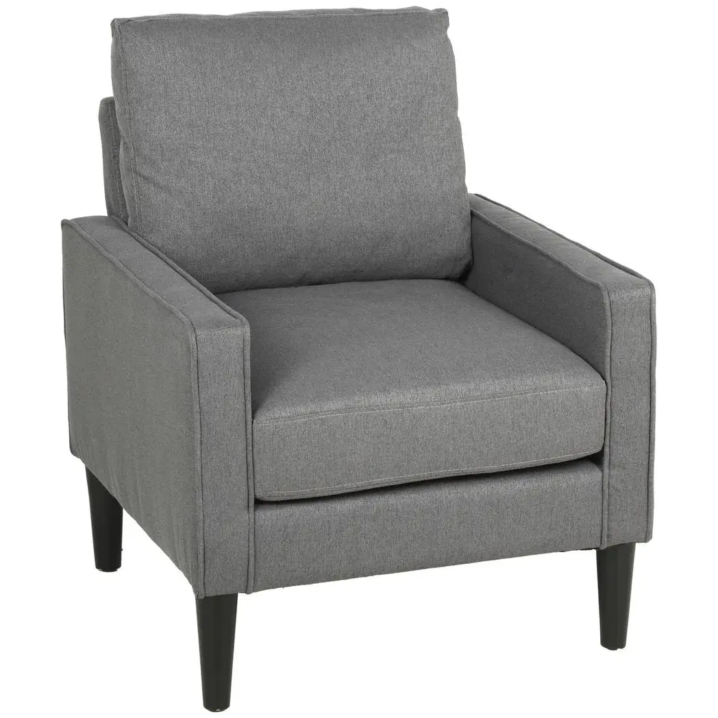 HOMCOM Accent Chair, Removable Pillow Linen Armchair with Comfy Spring Cushion for Living Room, Bedroom, Study, Dark Grey - from HOMCOM