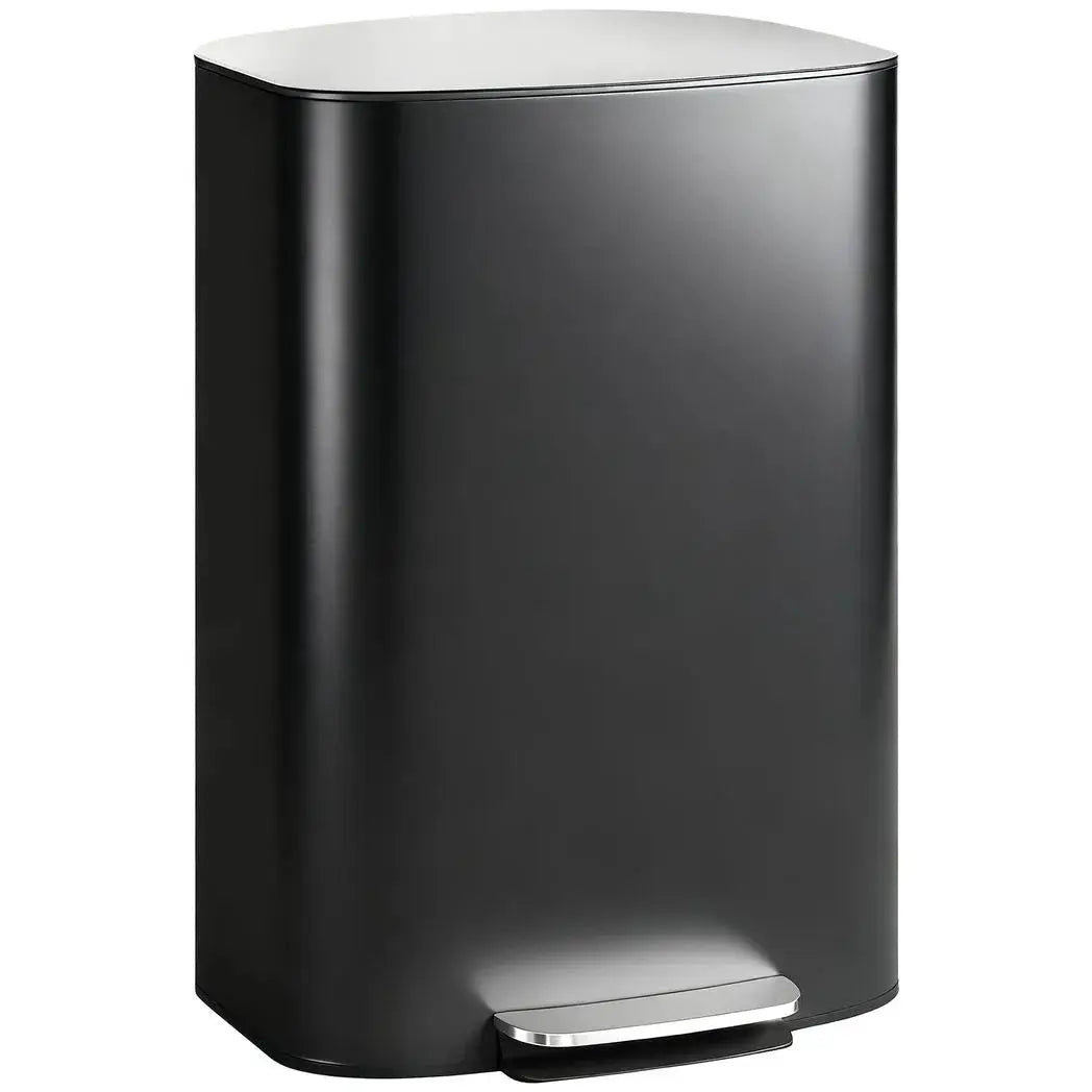 HOMCOM 50L Kitchen Bin with Soft-Close Lid and Stay-Open Function, Stainless Steel Pedal Bin with Removable Inner Bucket, Carry Handle for Kitchen, Office, Home, Black - from HOMCOM