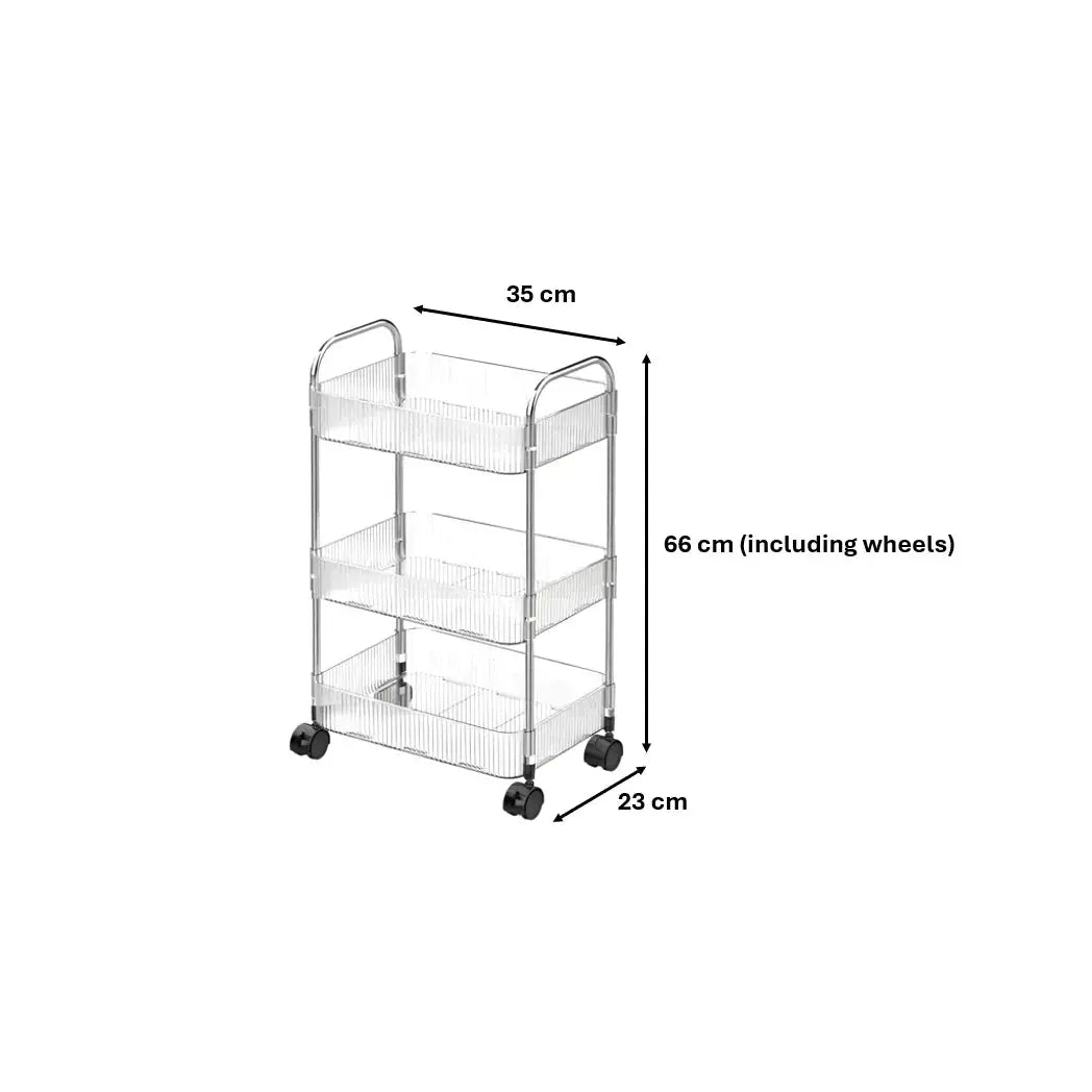 Transparent Plastic 3 Tier Storage Rack Trolley With Wheels - from MM HOMESTORES