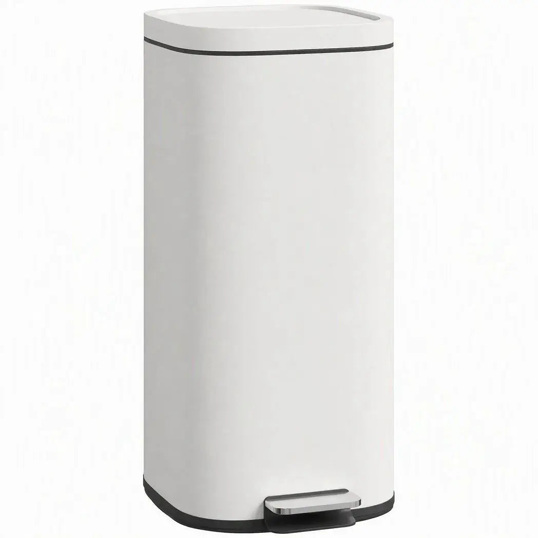 HOMCOM 30L Kitchen Bin, Compact Pedal Bin with Soft-Close and Stay-Open Lid, Removable Bucket for Kitchen, Home, Office, Cream - from HOMCOM