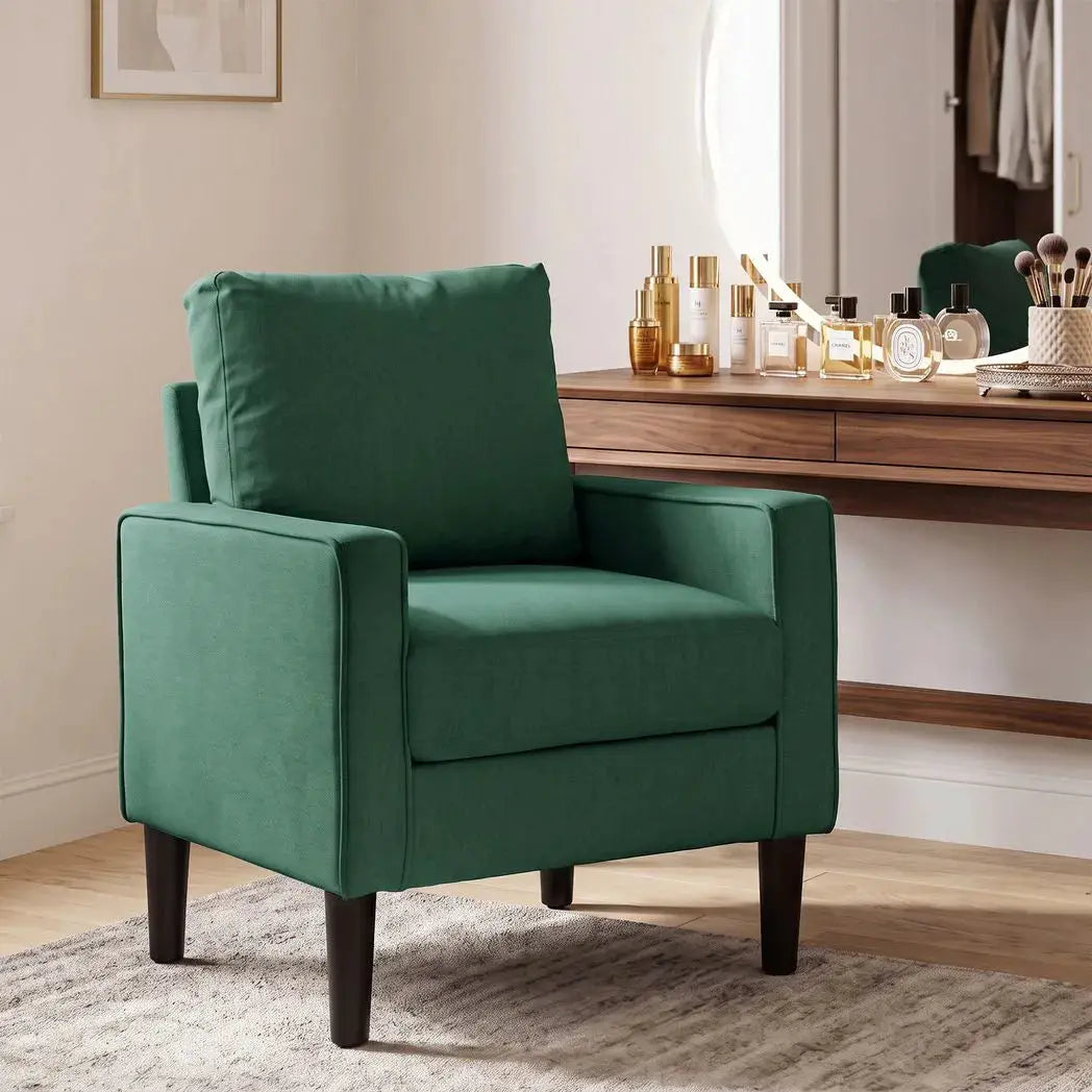 HOMCOM Accent Chair, Removable Pillow Linen Armchair with Comfy Spring Cushion for Living Room, Bedroom, Study, Dark Green - from HOMCOM
