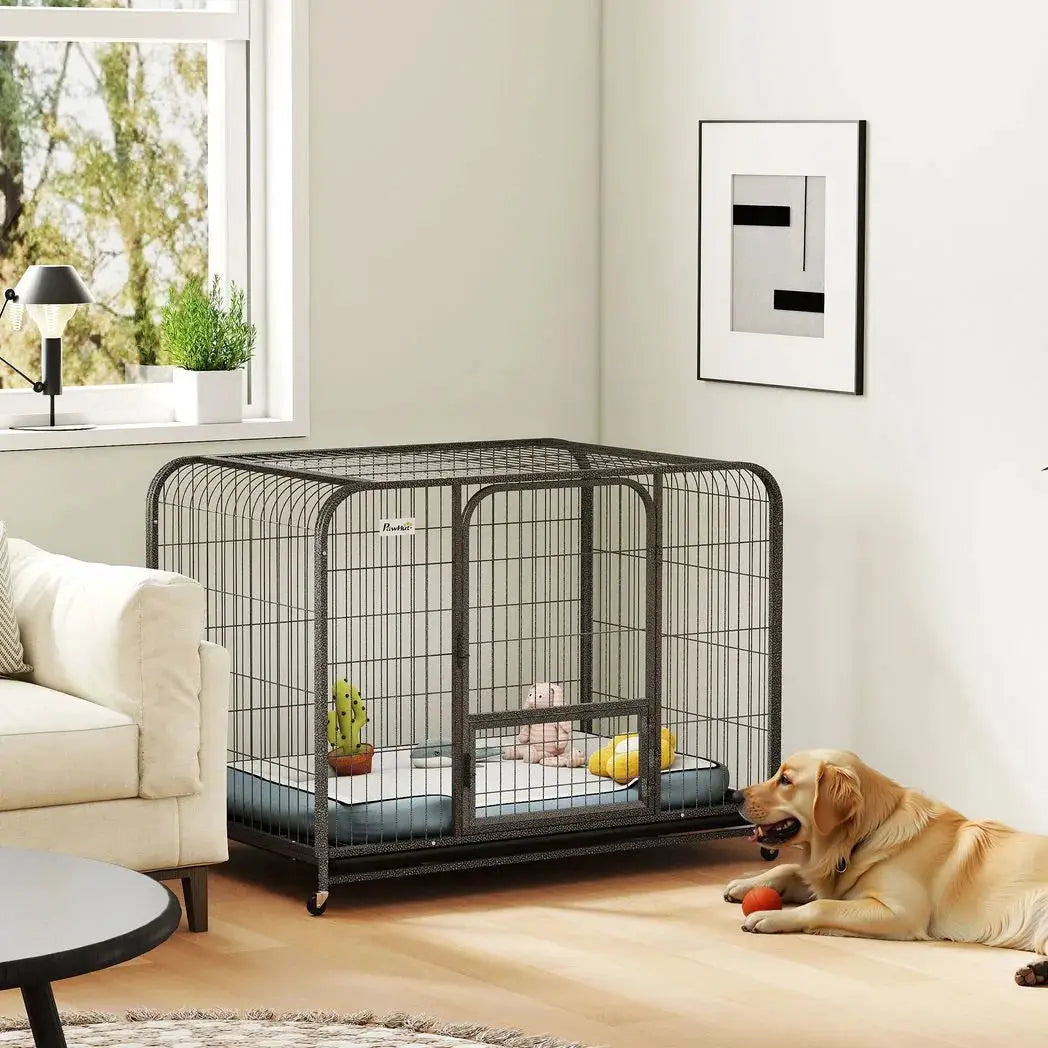 PawHut Heavy Duty Dog Crate,116 x 77 x 88 cm, Large Dog Cage for Small to Large Breeds - from PawHut