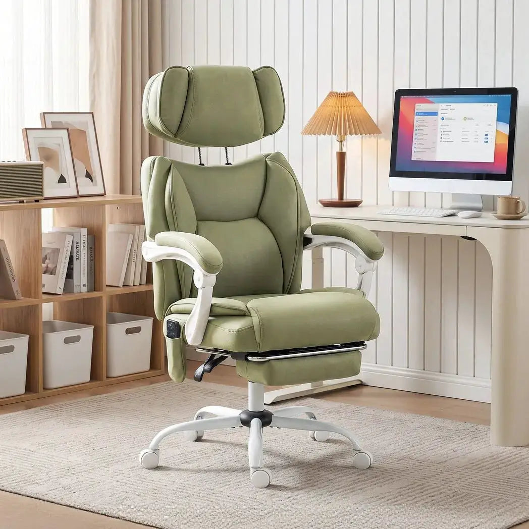 HOMCOM High Back Vibration Massage Office Chair Heated Reclining Computer Chair w/ Adjustable Height, Swivel Wheels, Lime Green - from HOMCOM