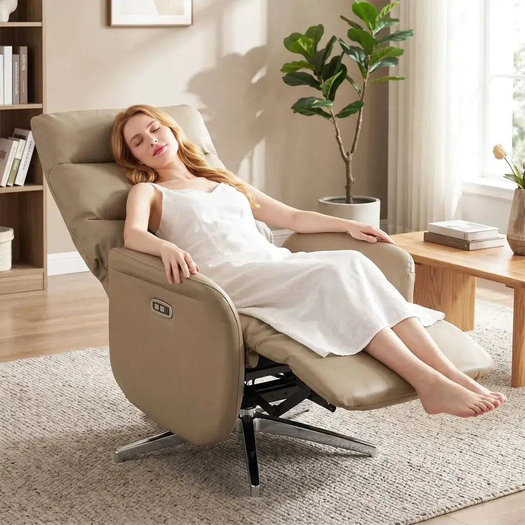 HOMCOM Power Recliner Chair, Swivel Electric Reclining Chair with Type C?, Recliner Armchair with Footrest, Brown - from HOMCOM