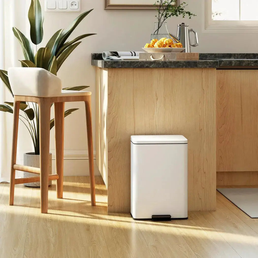 HOMCOM 20L Kitchen Bin with Soft-Close Lid and Stay-Open Function, Pedal Bin with Removable Inner Bucket for Kitchen, Office, Home, Cream - from HOMCOM