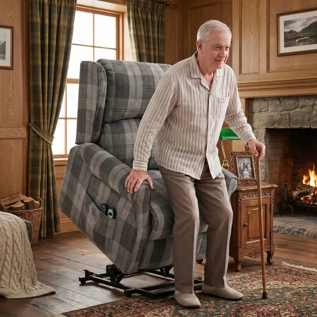 HOMCOM Power Lift Recliner Chair with Vibration Massage, Heat, Checked Lift Chair with Remote, Side Pockets, Grey - from HOMCOM