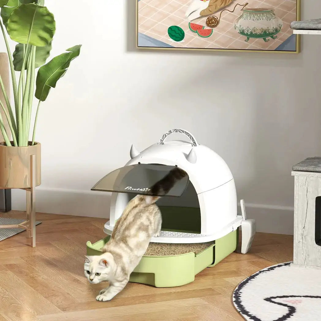 PawHut Enclosed Cat Litter Box w/ Pull-Out Drawer, Scoop, Deodorising Bags for Odour Control, Privacy, Portable, Easy to Clean - from PawHut