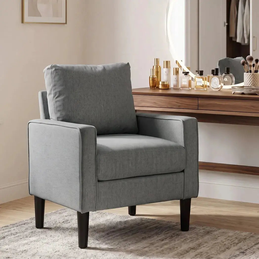 HOMCOM Accent Chair, Removable Pillow Linen Armchair with Comfy Spring Cushion for Living Room, Bedroom, Study, Dark Grey - from HOMCOM
