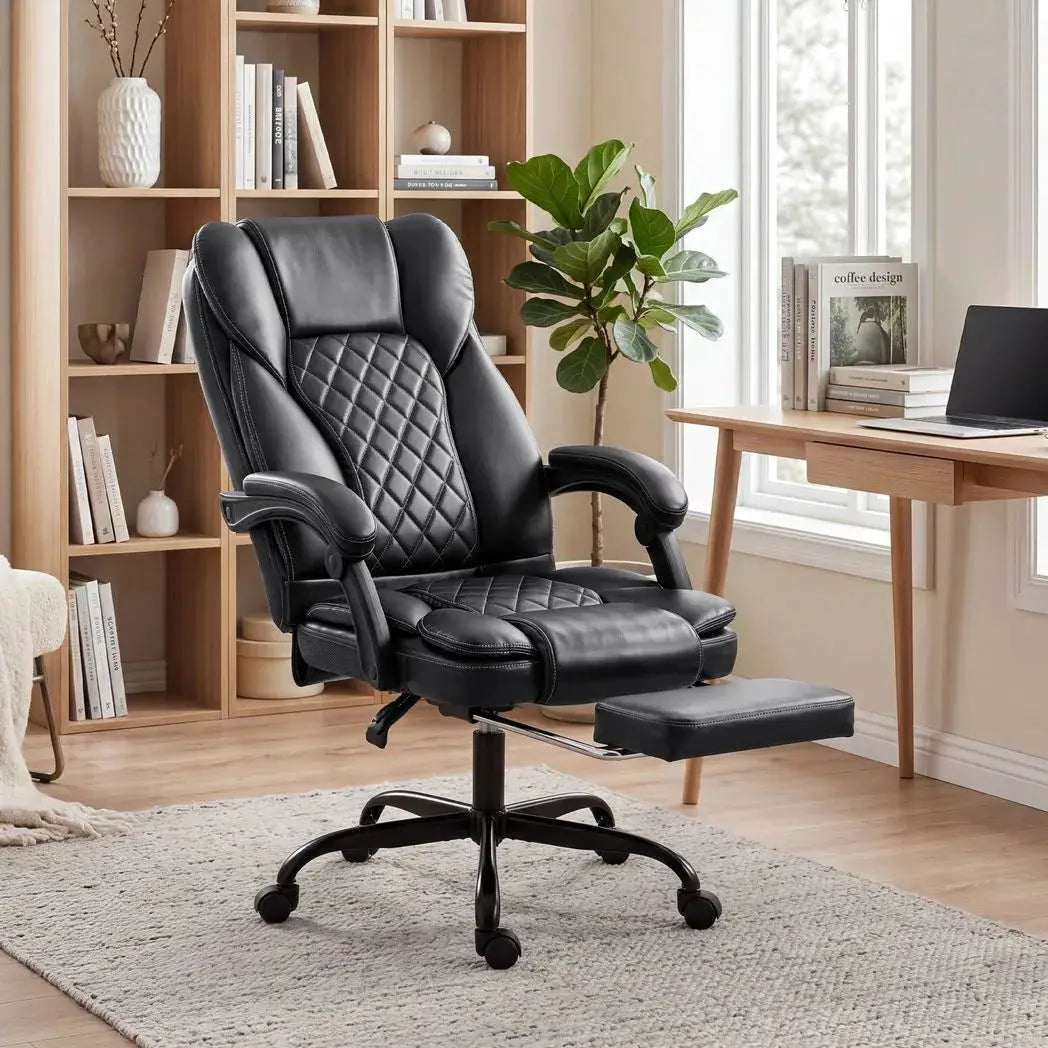 HOMCOM Executive Home Office Chair Reclining Function Footrest Computer Desk Chair High Back, Black - from HOMCOM
