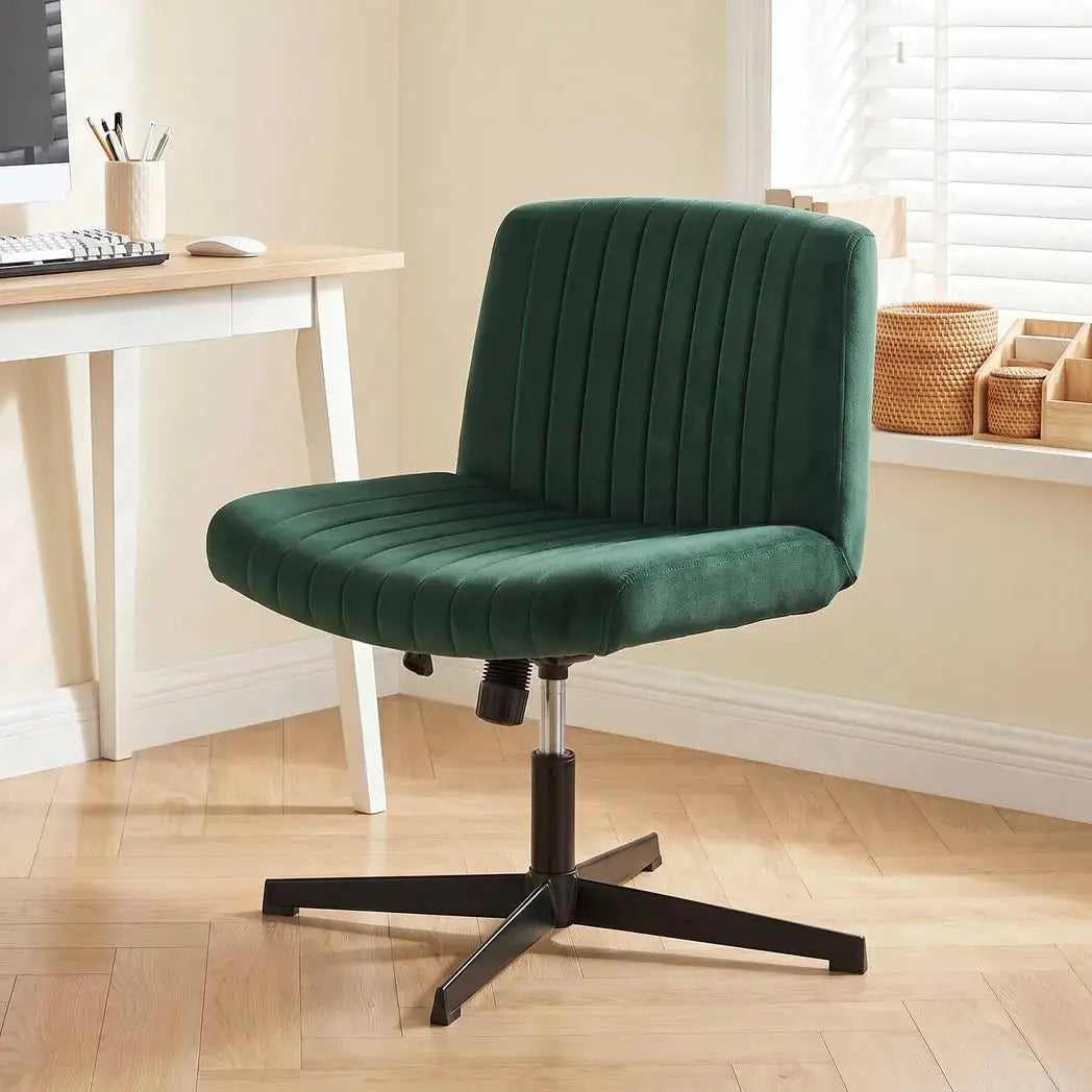 HOMCOM Flannel Criss Cross Legged Desk Chair, Armless Office Chair No Wheels, Green - from HOMCOM