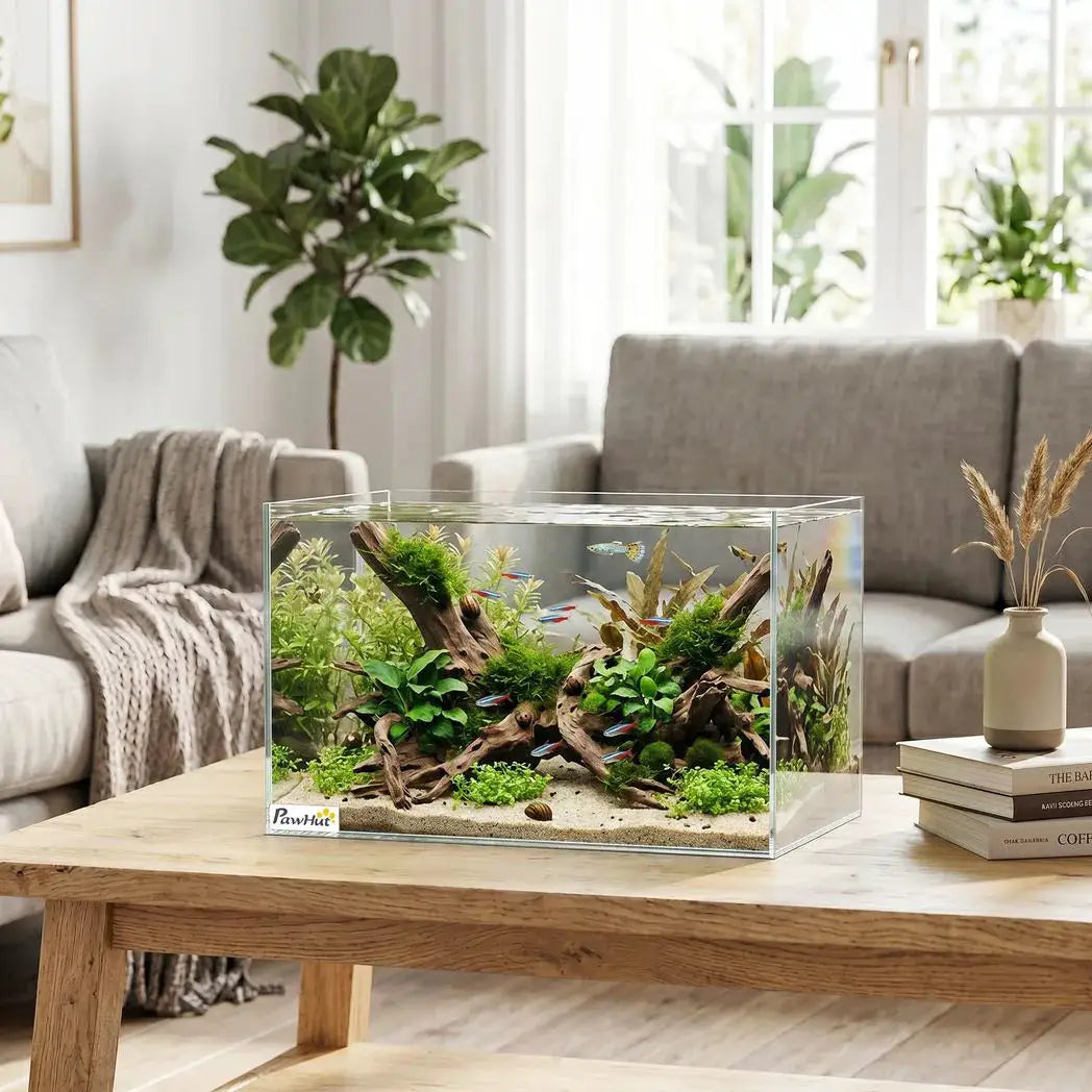 PawHut Fish Tank Bare Glass for DIY Glass Aquarium with Protective Base Mat 24L Transparent for Fish Shrimps - from PawHut