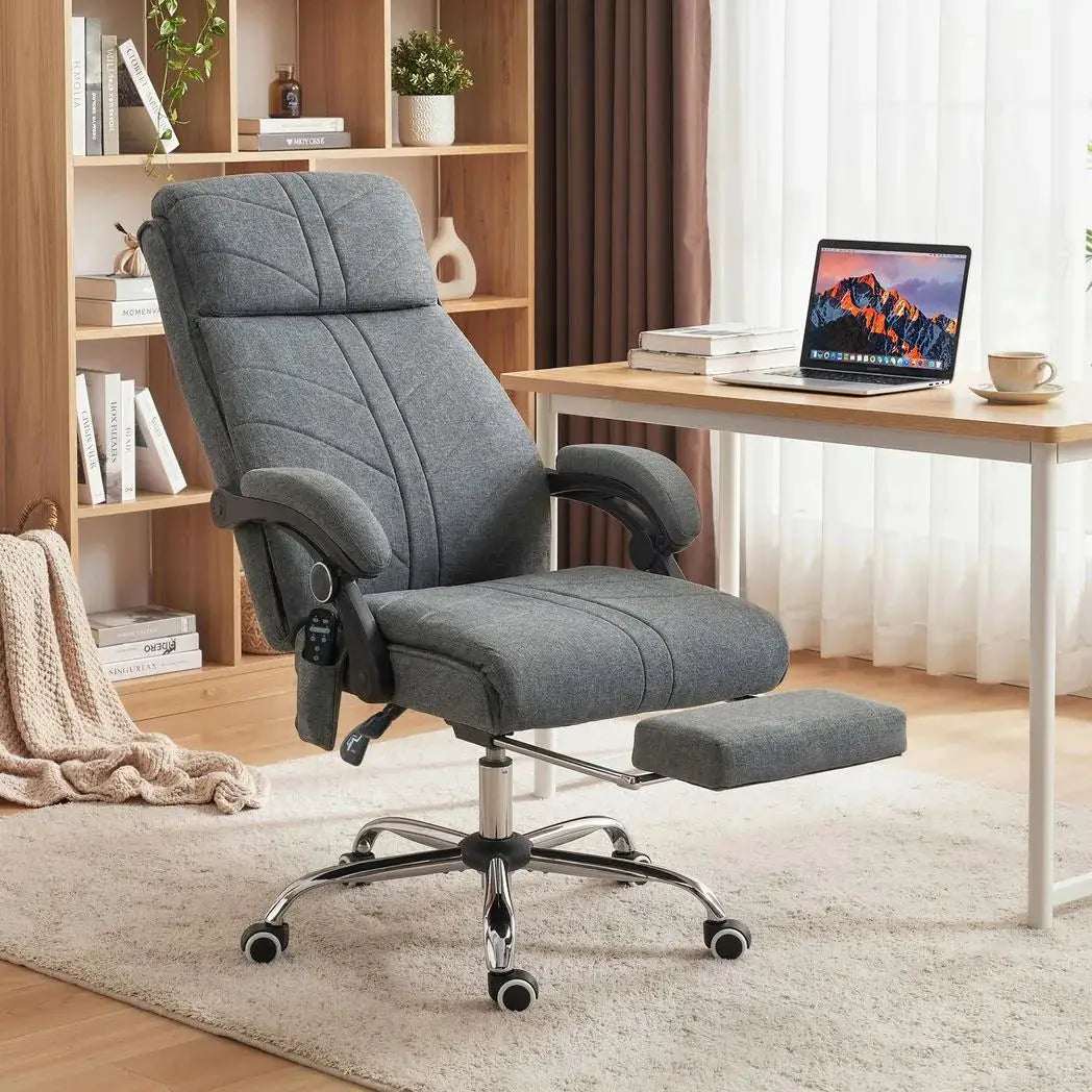 Vinsetto High Back Vibration Massage Office Chair with Footrest, Heated, Grey - from Vinsetto