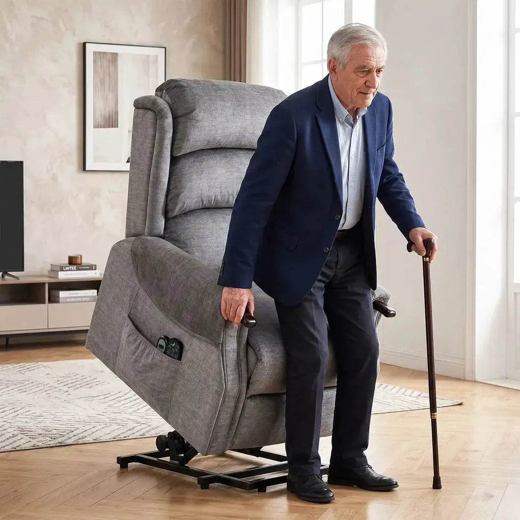 HOMCOM Power Lift Recliner with Vibration Massage and Heat, Lift Chair for Tall with Wood Grip, Pocket Spring, Light Grey - from HOMCOM