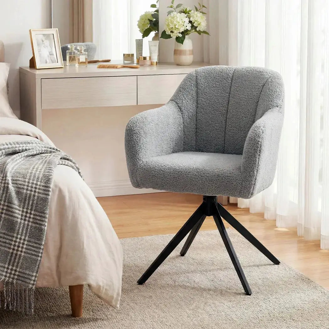 HOMCOM 360 Degree Swivel Accent Chair, Teddy Fleece Armchair, Grey - from HOMCOM
