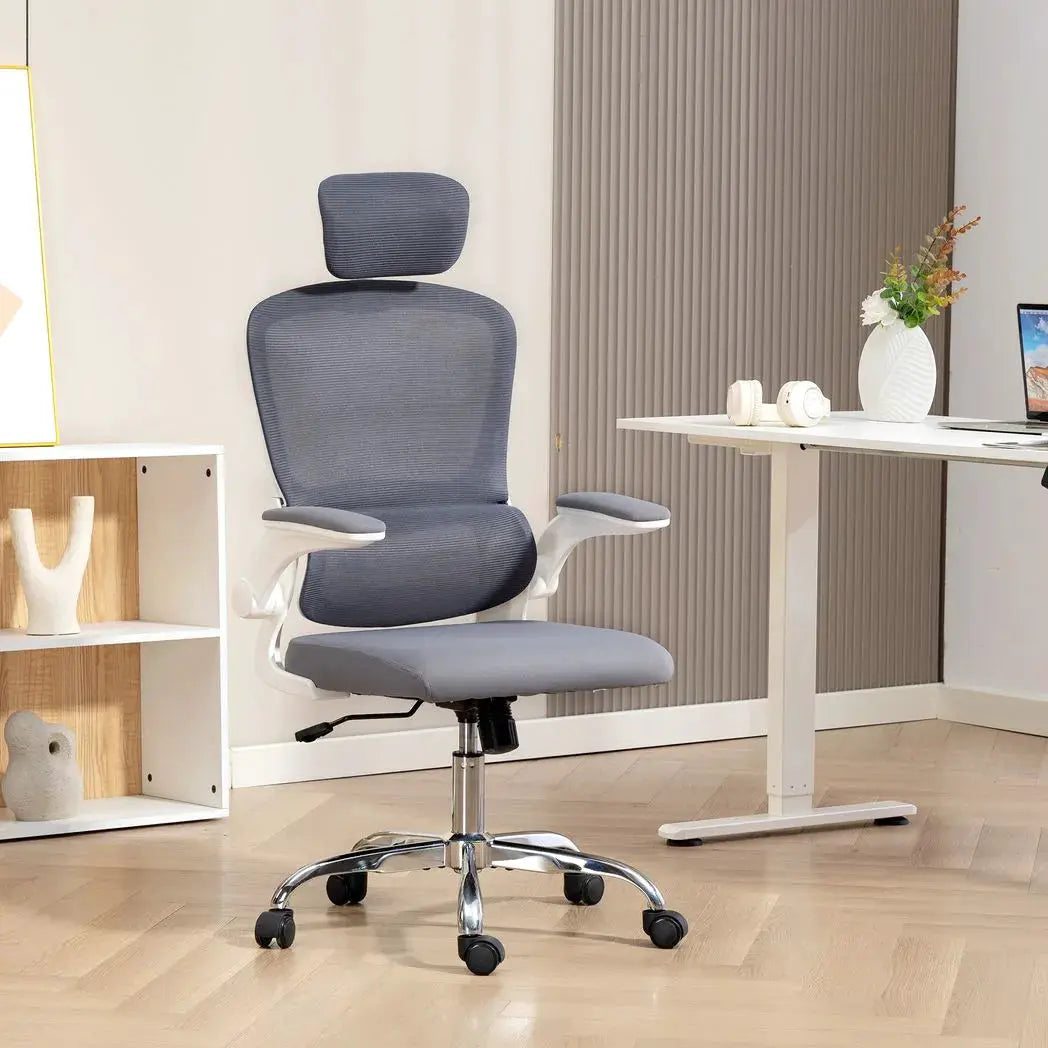 HOMCOM Mesh Back Office Chair, with Lumbar Support - Charcoal Grey - from HOMCOM