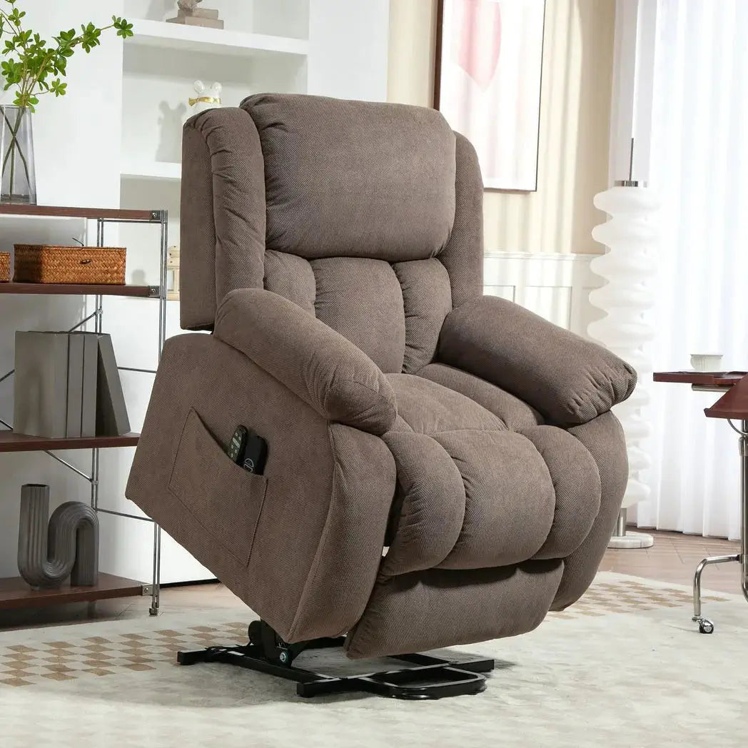 HOMCOM Recliner Armchair Lift Chair, Electric Recliner Chair with Vibration Massage and Heat, Wide Seat, USB Port, Light Brown - from HOMCOM